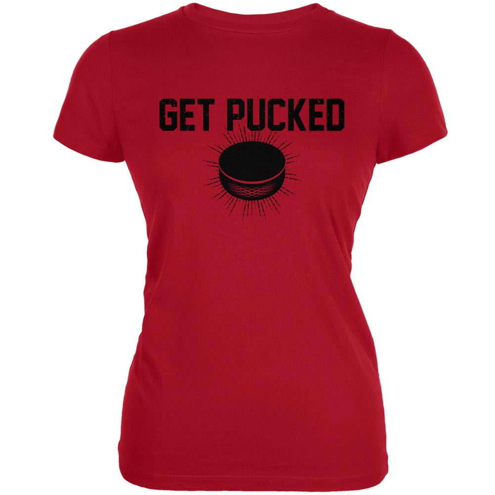 Get Pucked Red Juniors Soft T-Shirt Juniors T-Shirts Old Glory 2XL Red