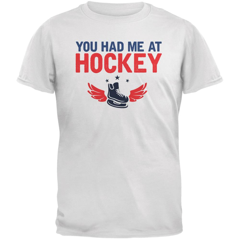 You Had Me At Hockey White Adult T-Shirt Men's T-Shirts Old Glory 2XL White