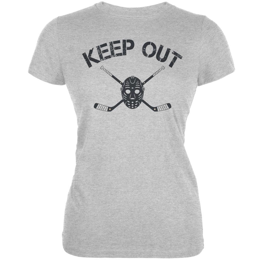 Hockey Goalie Keep Out Heather Grey Juniors Soft T-Shirt Juniors T-Shirts Old Glory 2XL Grey
