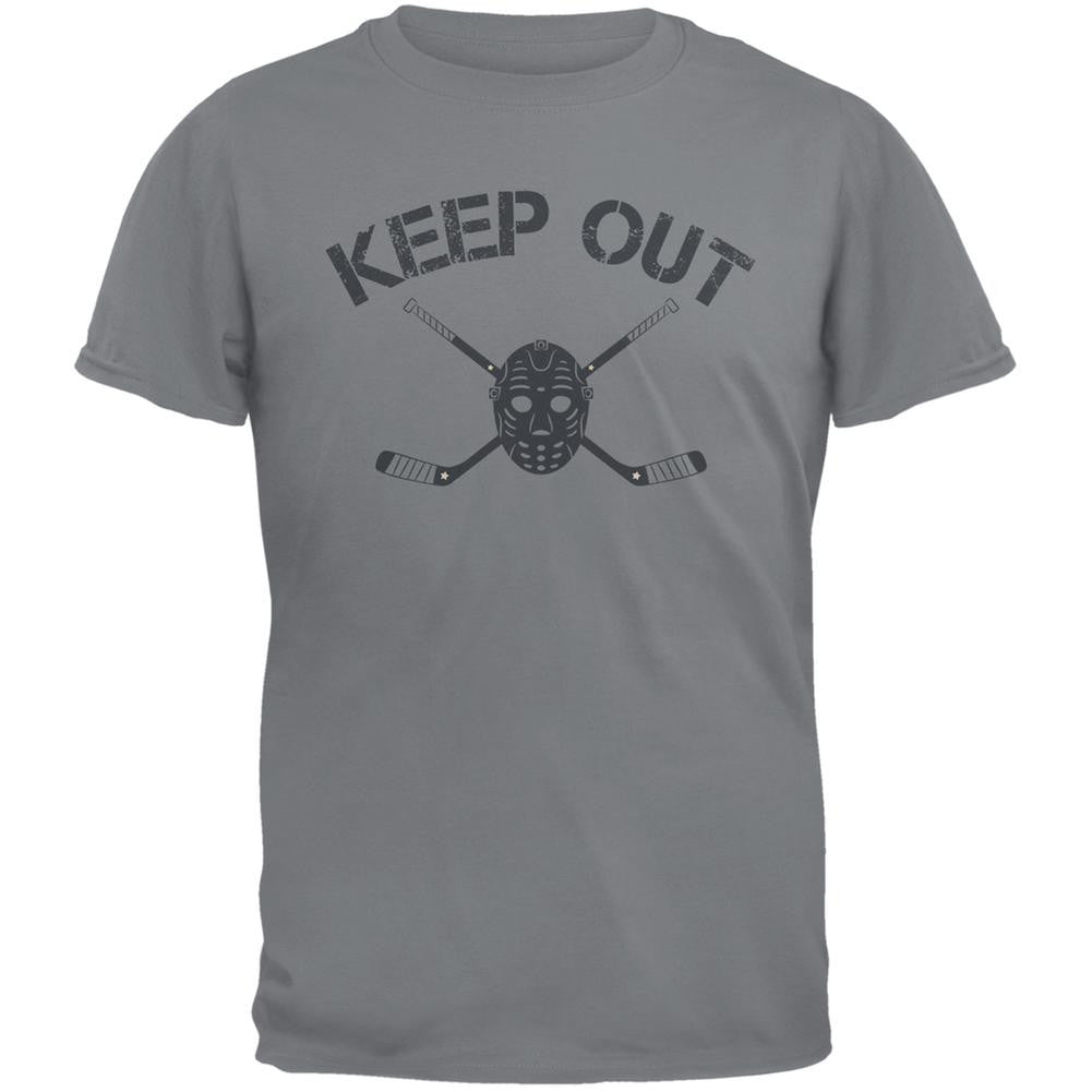 Hockey Goalie Keep Out Storm Grey Adult T-Shirt Men's T-Shirts Old Glory 2XL Grey