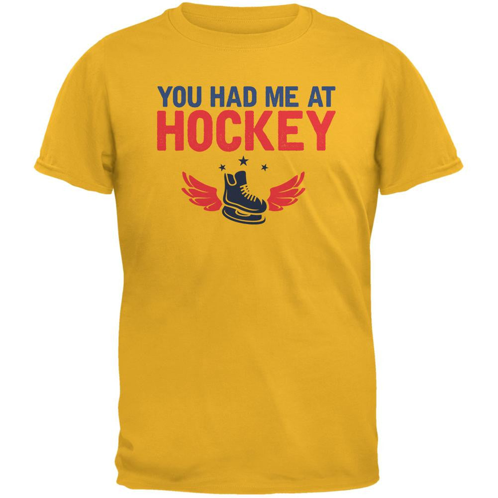 You Had Me At Hockey Gold Adult T-Shirt Men's T-Shirts Old Glory 2XL Yellow