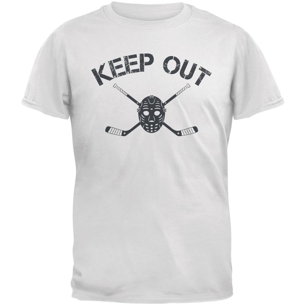 Hockey Goalie Keep Out White Adult T-Shirt Men's T-Shirts Old Glory 2XL White