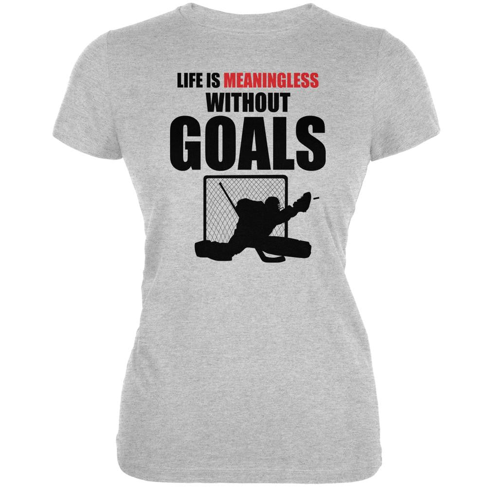 Hockey Life Is Meaningless Without Goals Heather Grey Juniors Soft T-Shirt Juniors T-Shirts Old Glory 2XL Grey