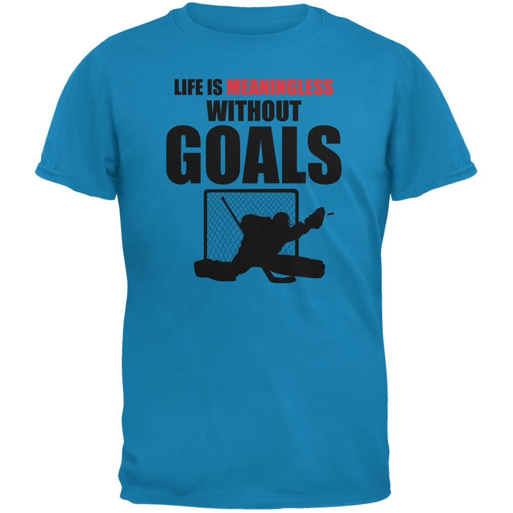 Hockey Life Is Meaningless Without Goals Sapphire Blue Adult T-Shirt Men's T-Shirts Old Glory 2XL Blue