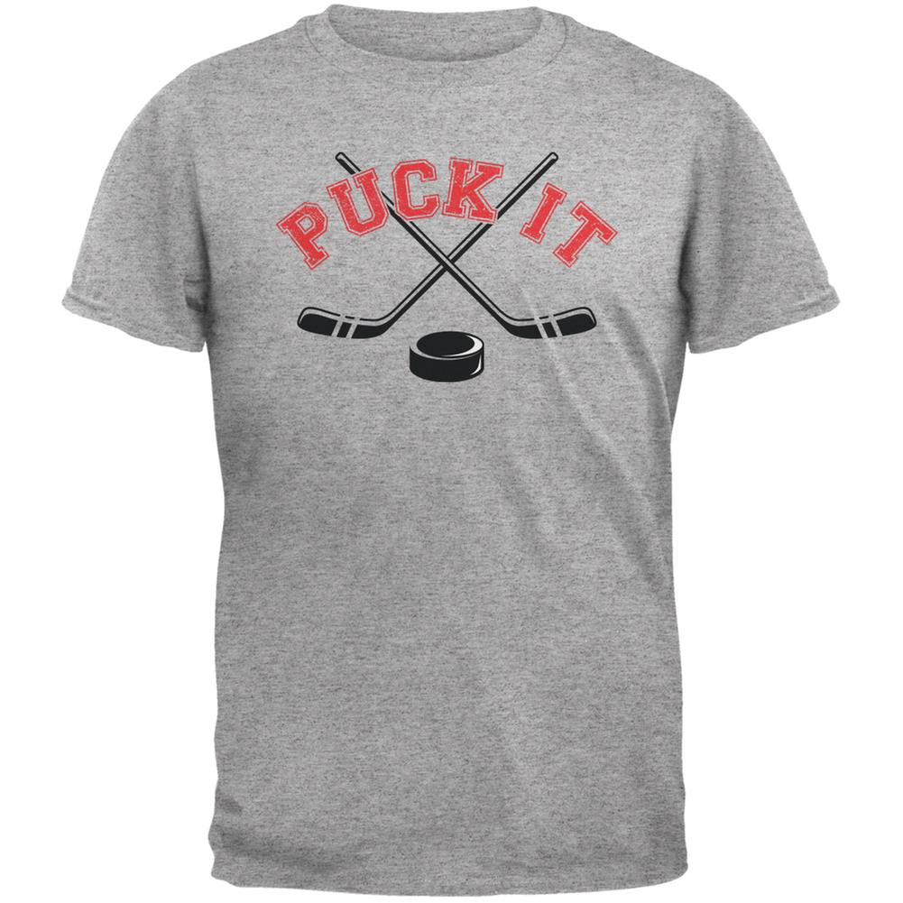 Puck It Heather Grey Adult T-Shirt Men's T-Shirts Old Glory 2XL Grey