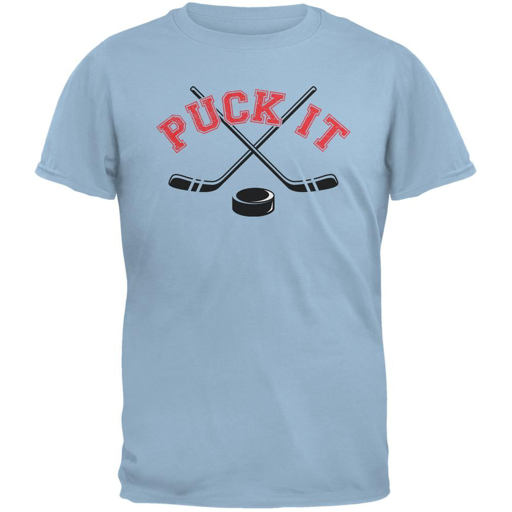 Puck It Light Blue Adult T-Shirt Men's T-Shirts Old Glory 2XL Blue
