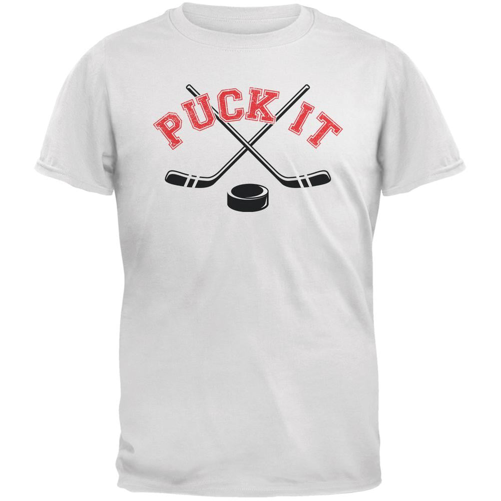Puck It White Adult T-Shirt Men's T-Shirts Old Glory 2XL White
