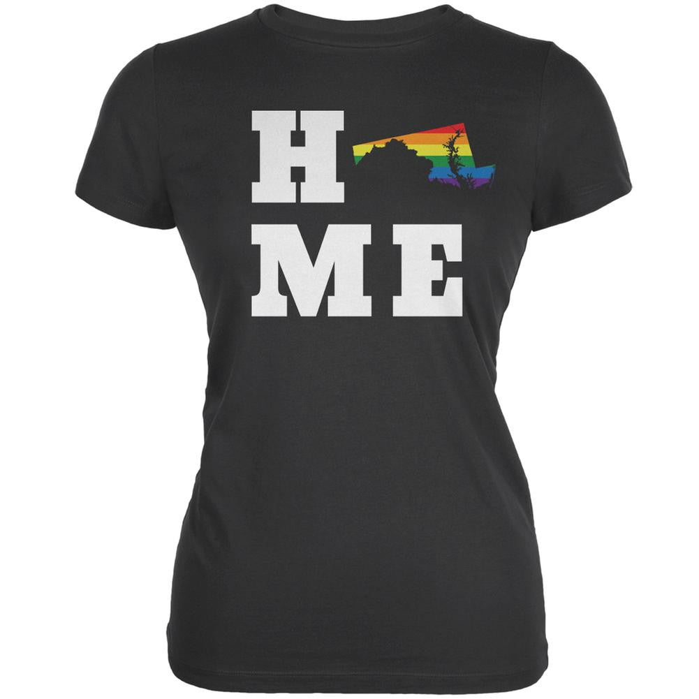 Maryland State Home LGBT Asphalt Juniors Soft T-Shirt Juniors T-Shirts Old Glory 2XL Grey