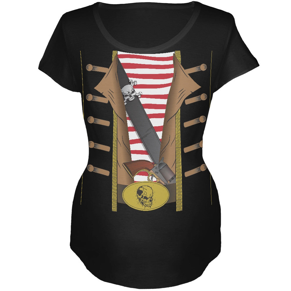 Halloween Pirate Costume Black Maternity Soft T-Shirt Maternity T-Shirts Old Glory 2XL Black