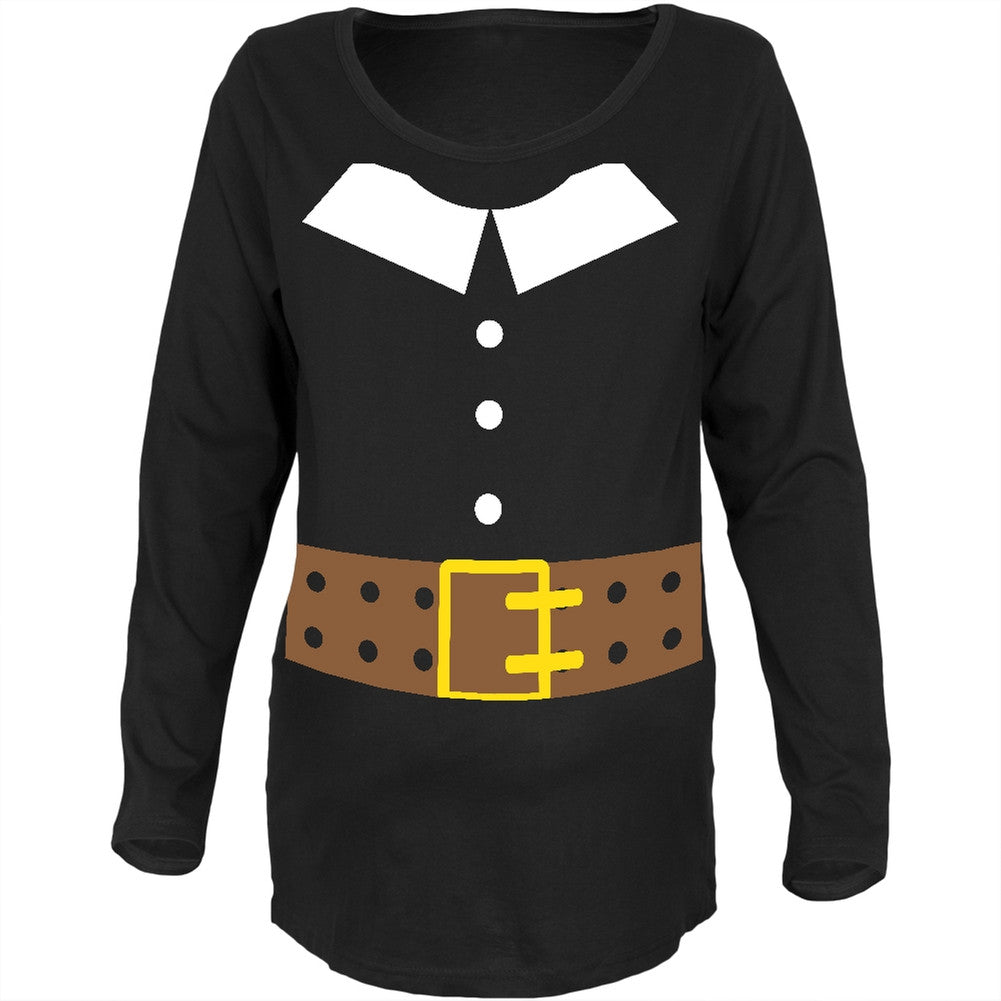 Halloween Pilgrim Costume Black Maternity Soft Long Sleeve T-Shirt Maternity Long Sleeve T-Shirts Old Glory