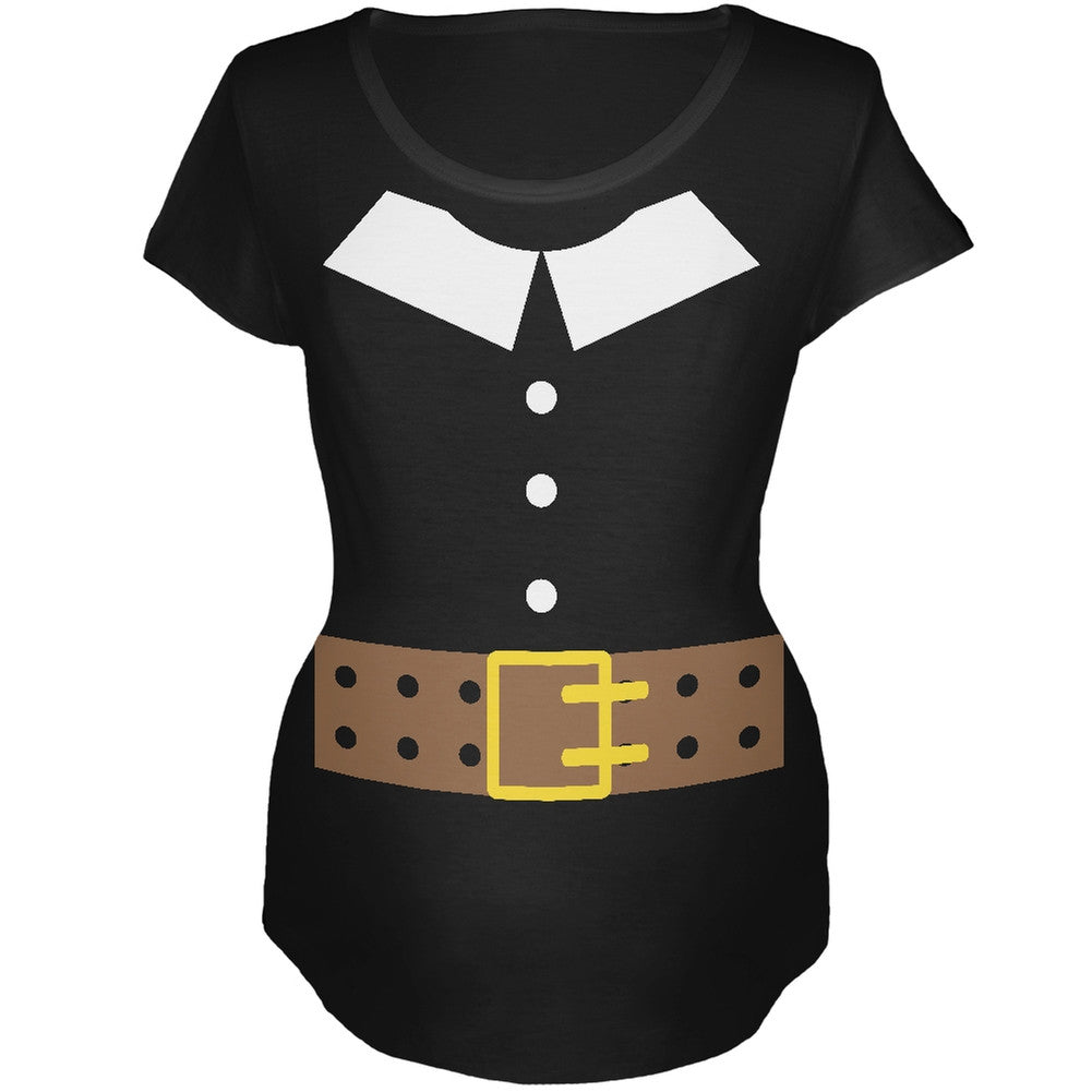 Halloween Pilgrim Costume Black Maternity Soft T-Shirt Maternity T-Shirts Old Glory