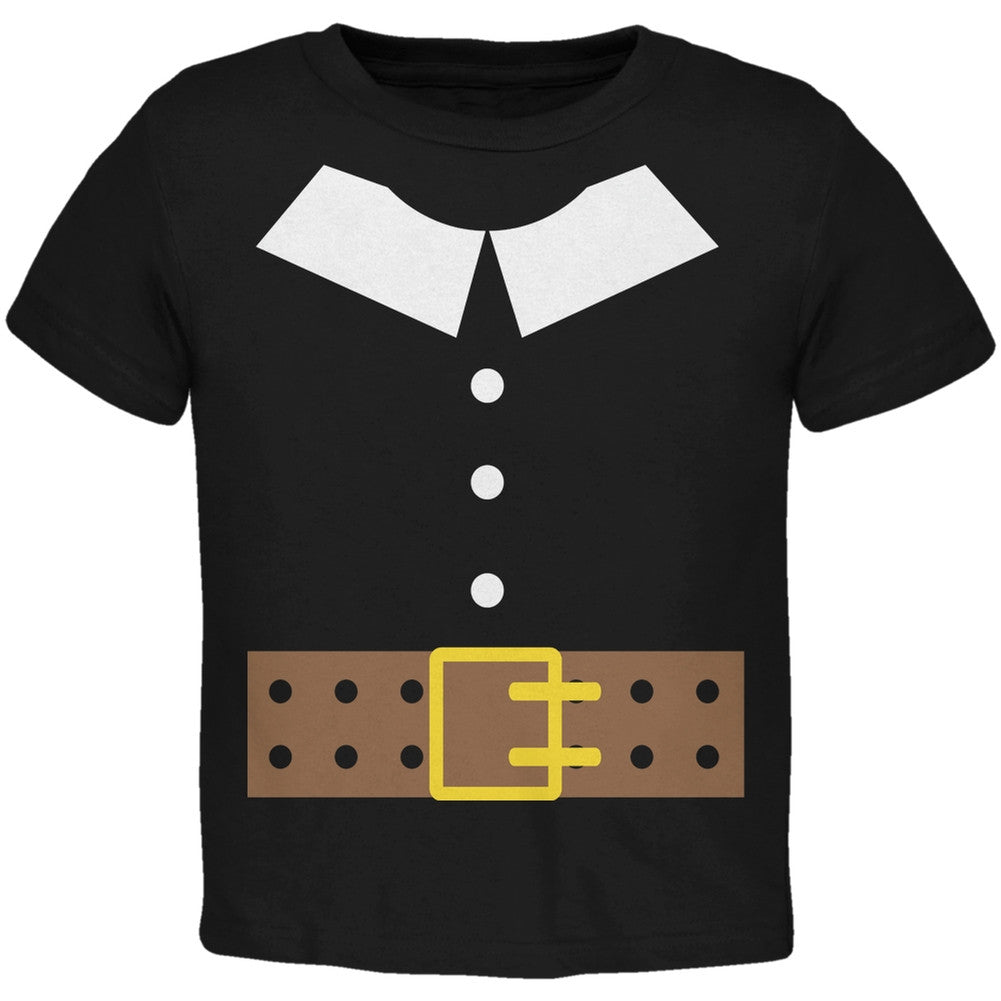 Halloween Pilgrim Costume Black Toddler T-Shirt Toddler T-Shirts Old Glory