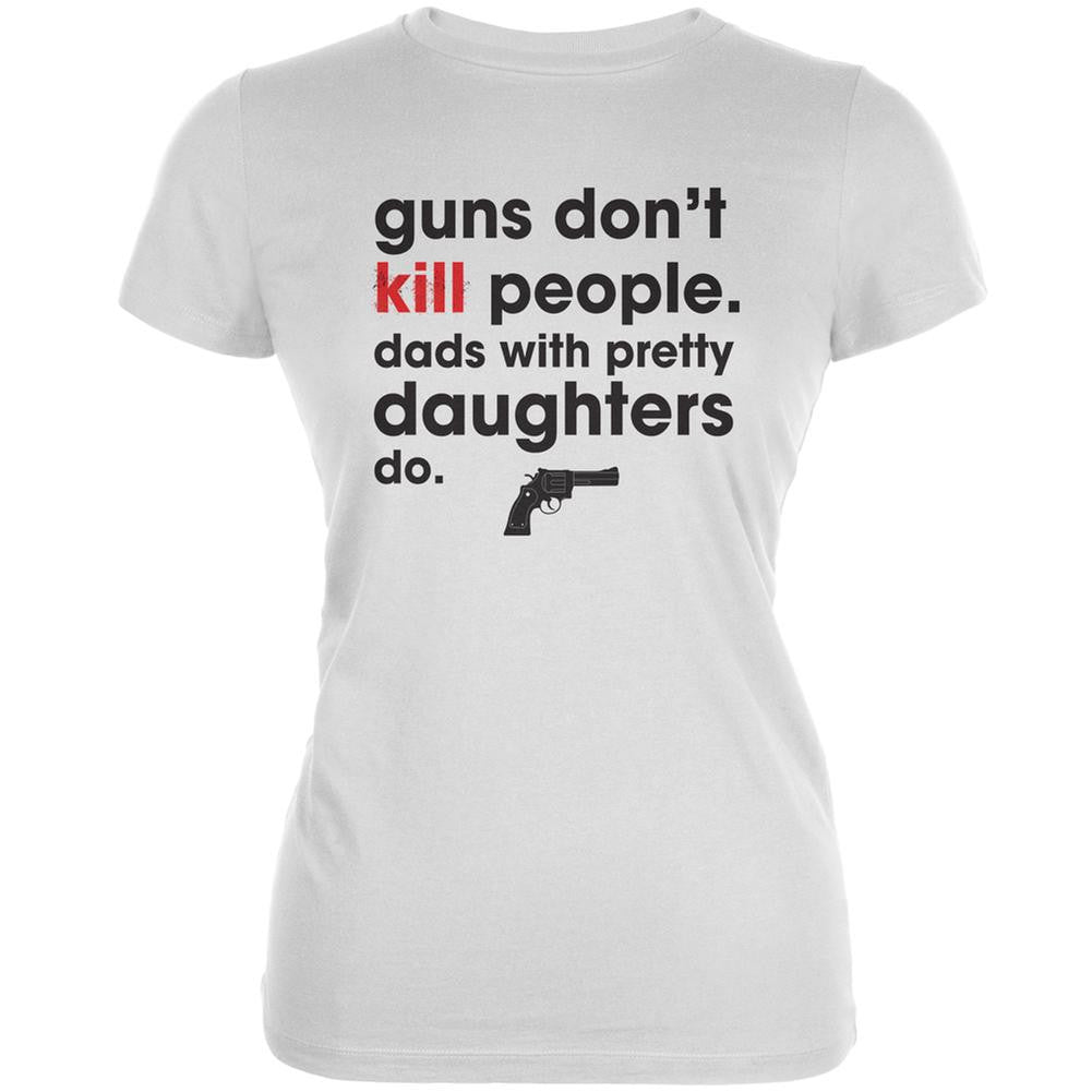 Father's Day Guns Don't Kill People White Juniors Soft T-Shirt Juniors T-Shirts Old Glory 2XL White