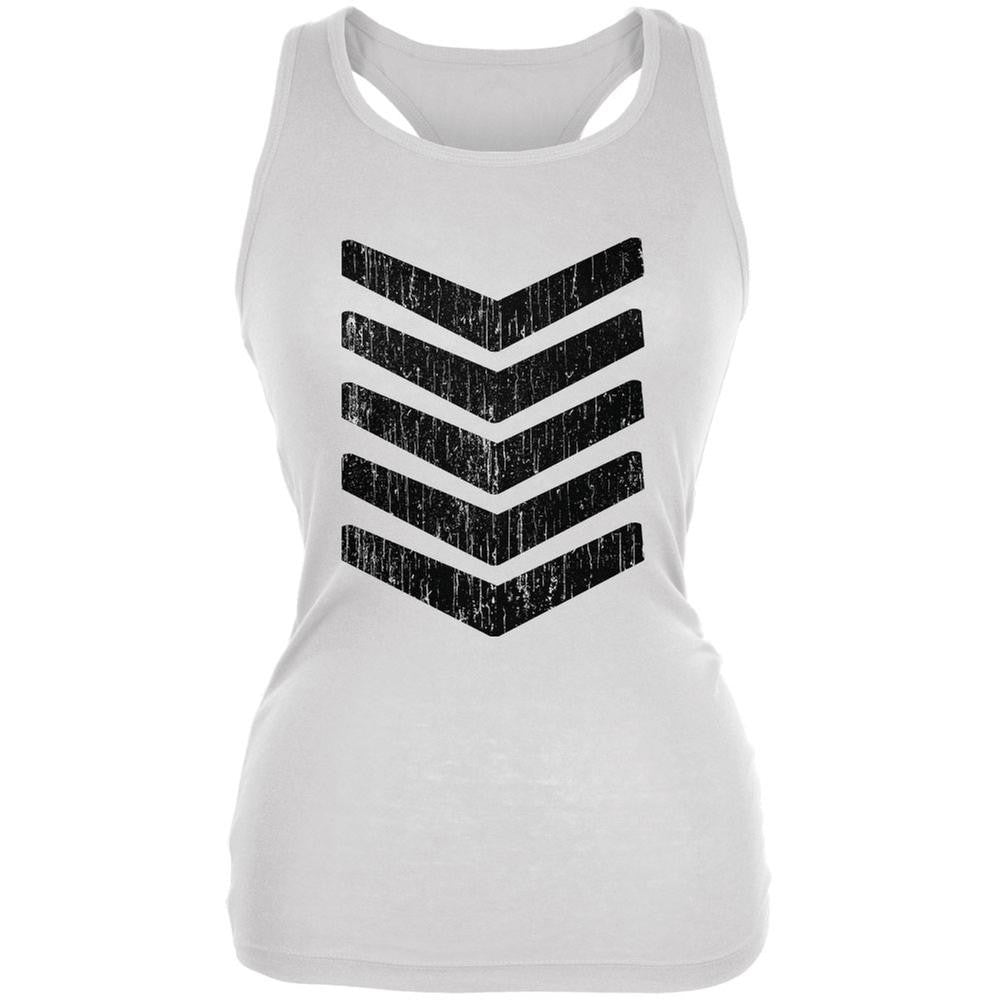 Tribal Chevron Distressed White Juniors Soft Tank Top Juniors Tank Tops Old Glory 2XL White
