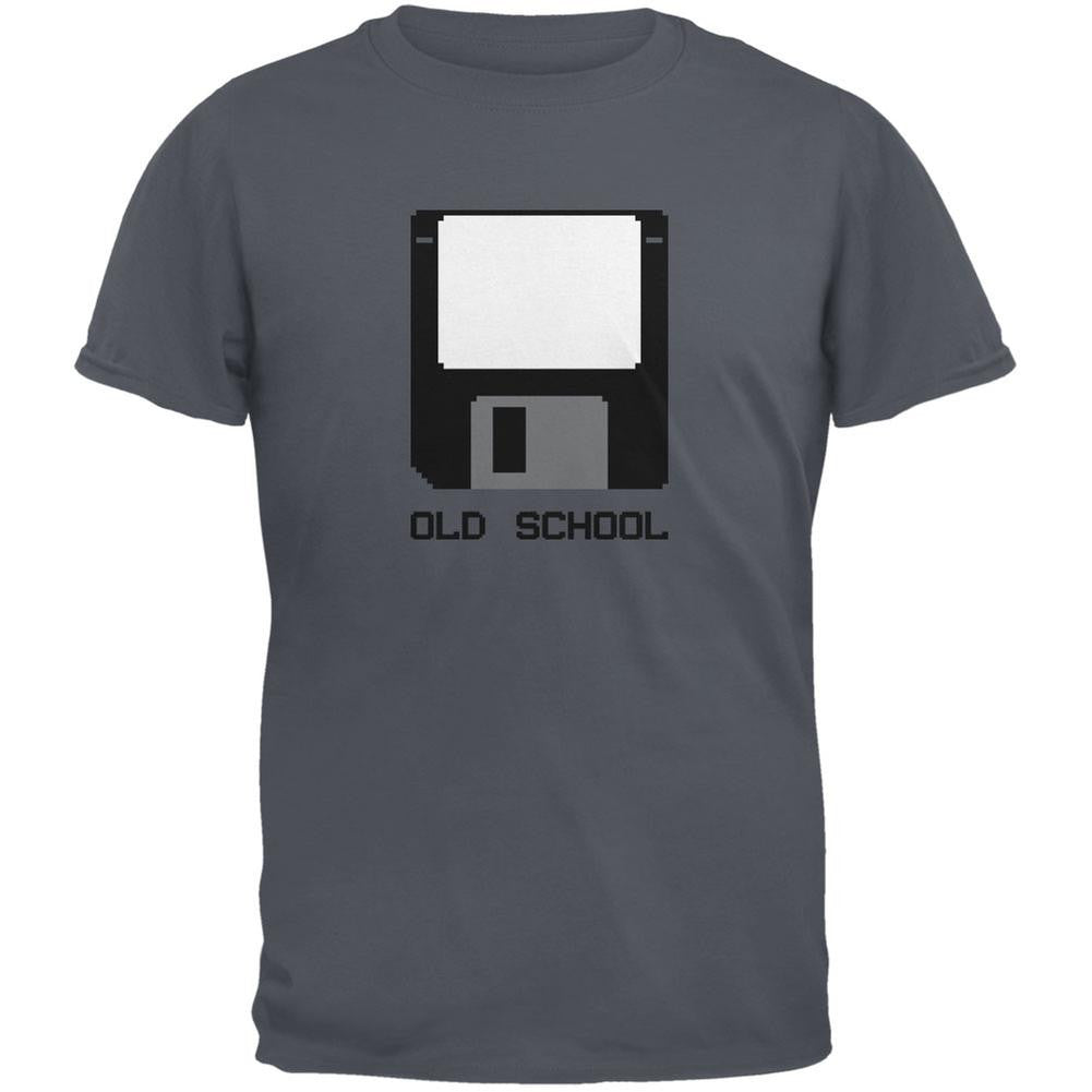Floppy Disc Old School 8 Bit Charcoal Youth T-Shirt Youth T-Shirts Old Glory LG Grey