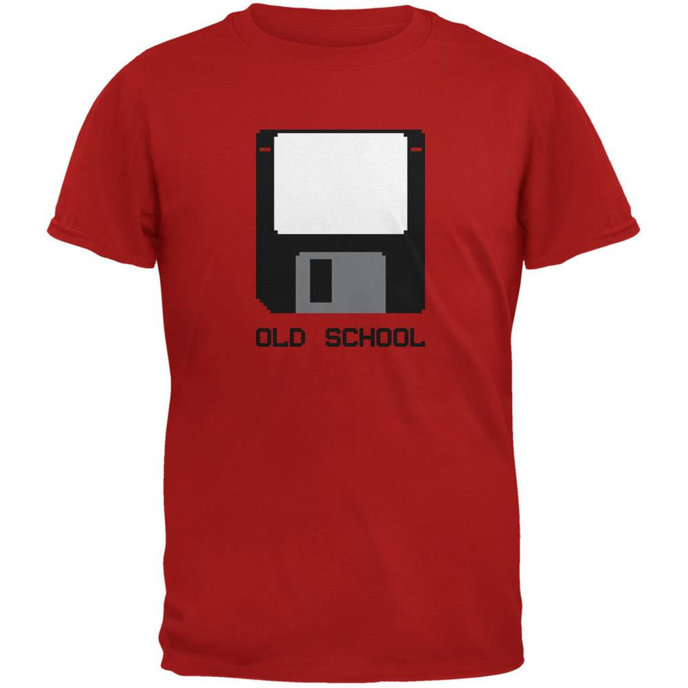 Floppy Disc Old School 8 Bit Red Adult T-Shirt Men's T-Shirts Old Glory 2XL Red