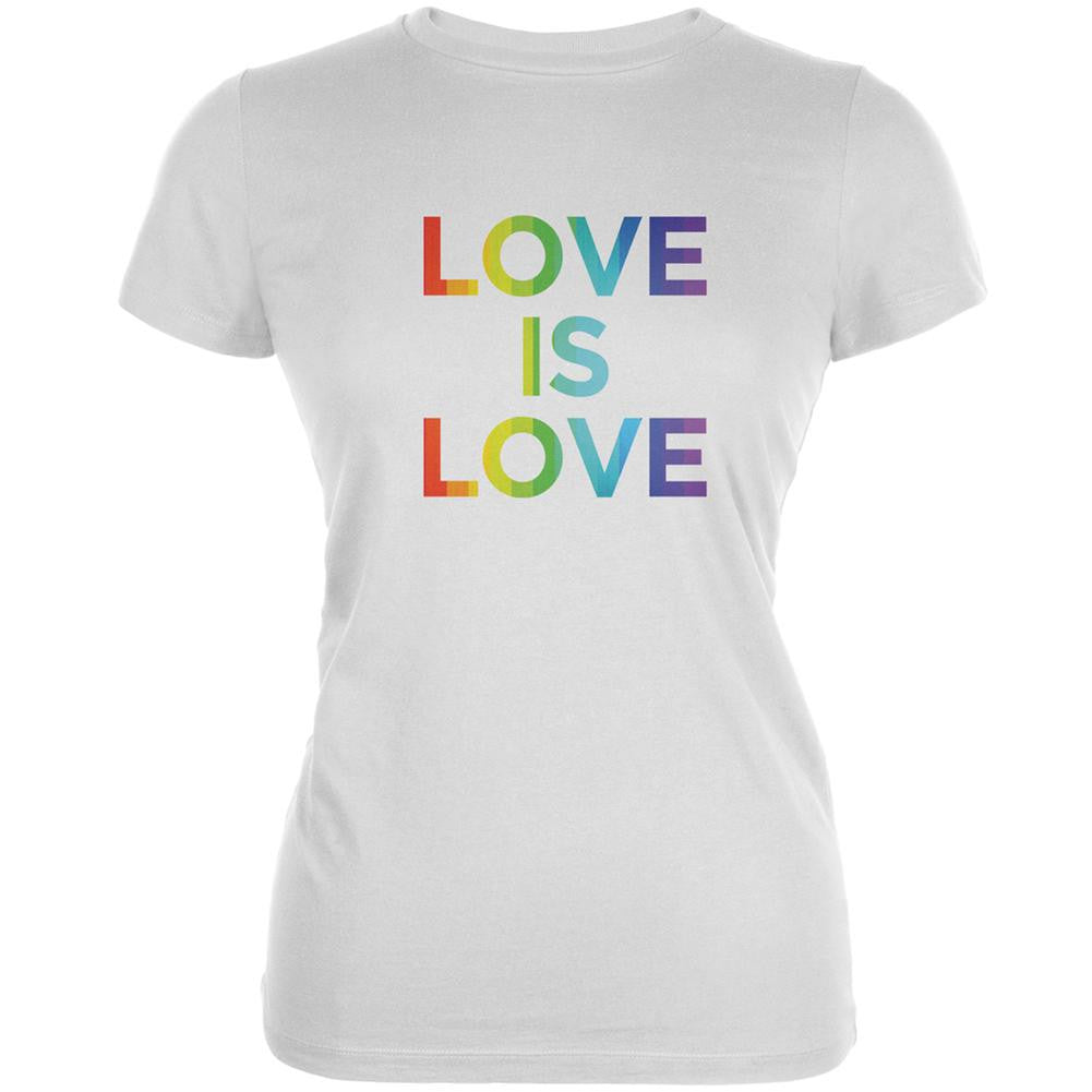 LGBT Gay Pride Love Is Love White Juniors Soft T-Shirt Juniors T-Shirts Old Glory 2XL White