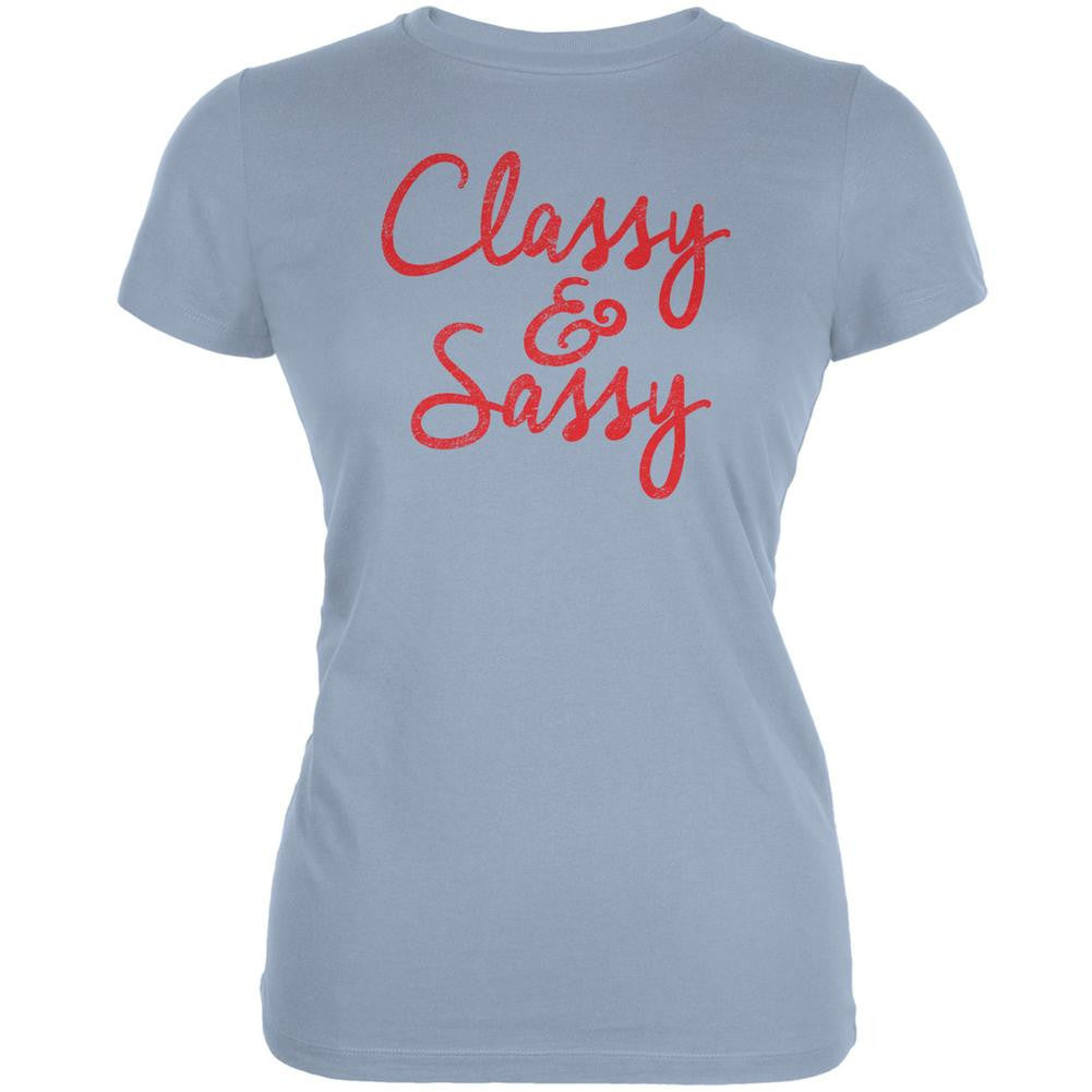 Classy & Sassy Light Blue Juniors Soft T-Shirt Juniors T-Shirts Old Glory 2XL Blue
