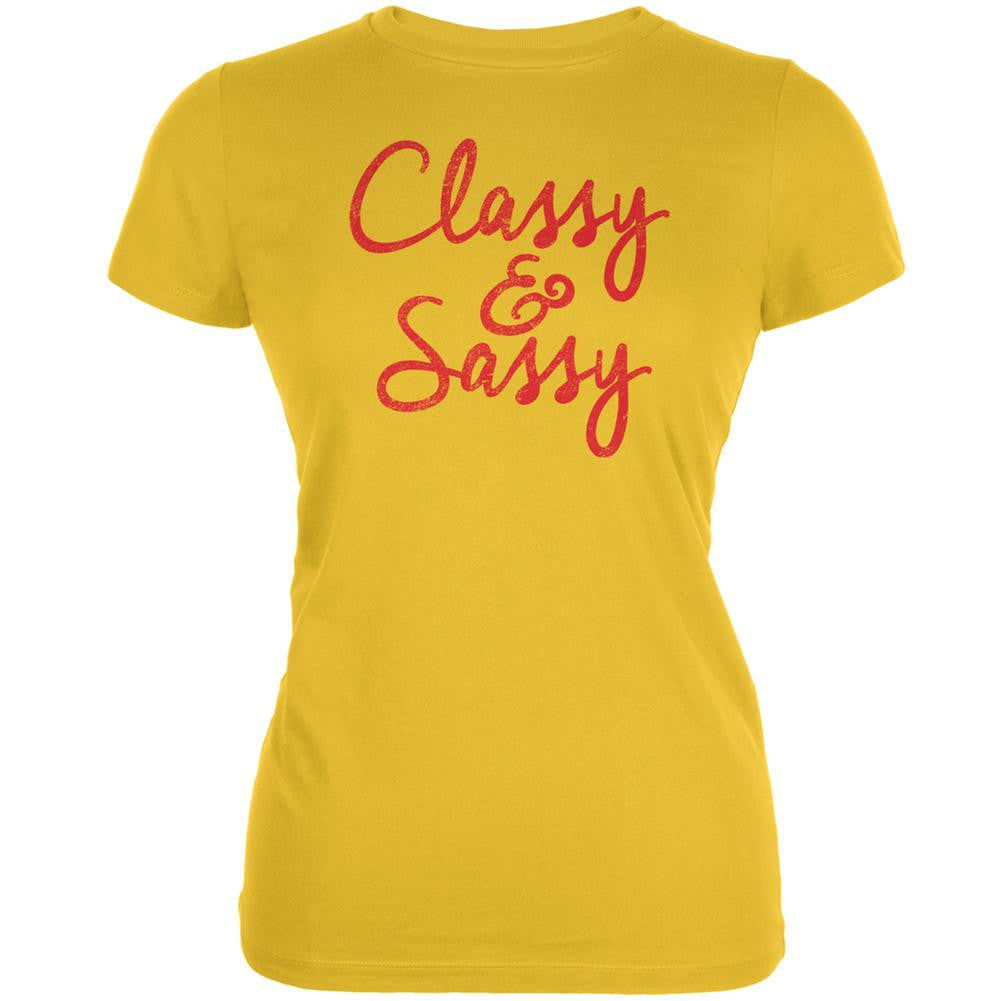 Classy & Sassy Bright Yellow Juniors Soft T-Shirt Juniors T-Shirts Old Glory 2XL Yellow