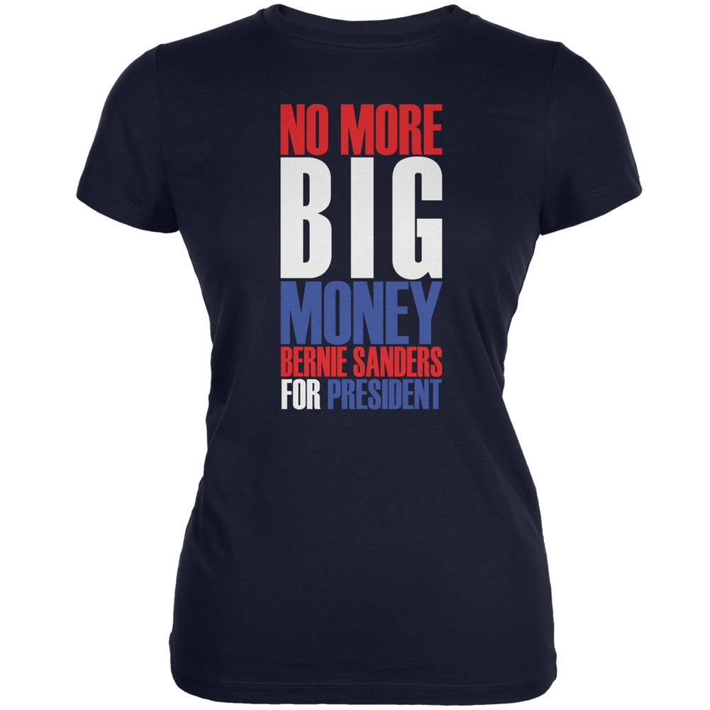 Bernie Sanders No More Big Money 2016 Navy Juniors Soft T-Shirt Juniors T-Shirts Old Glory 2XL Blue