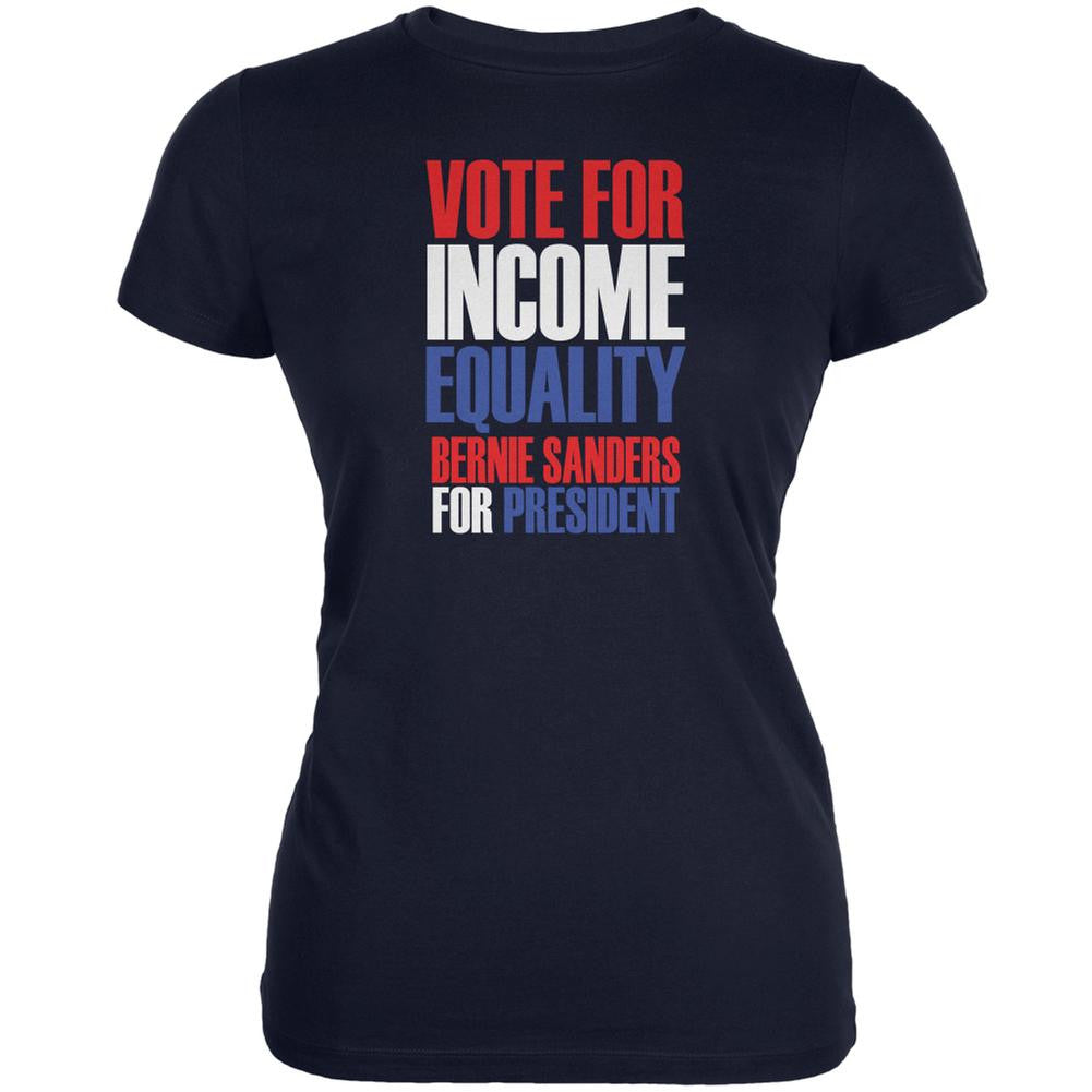 Bernie Sanders Income Equality 2016 Navy Juniors Soft T-Shirt Juniors T-Shirts Old Glory 2XL Blue