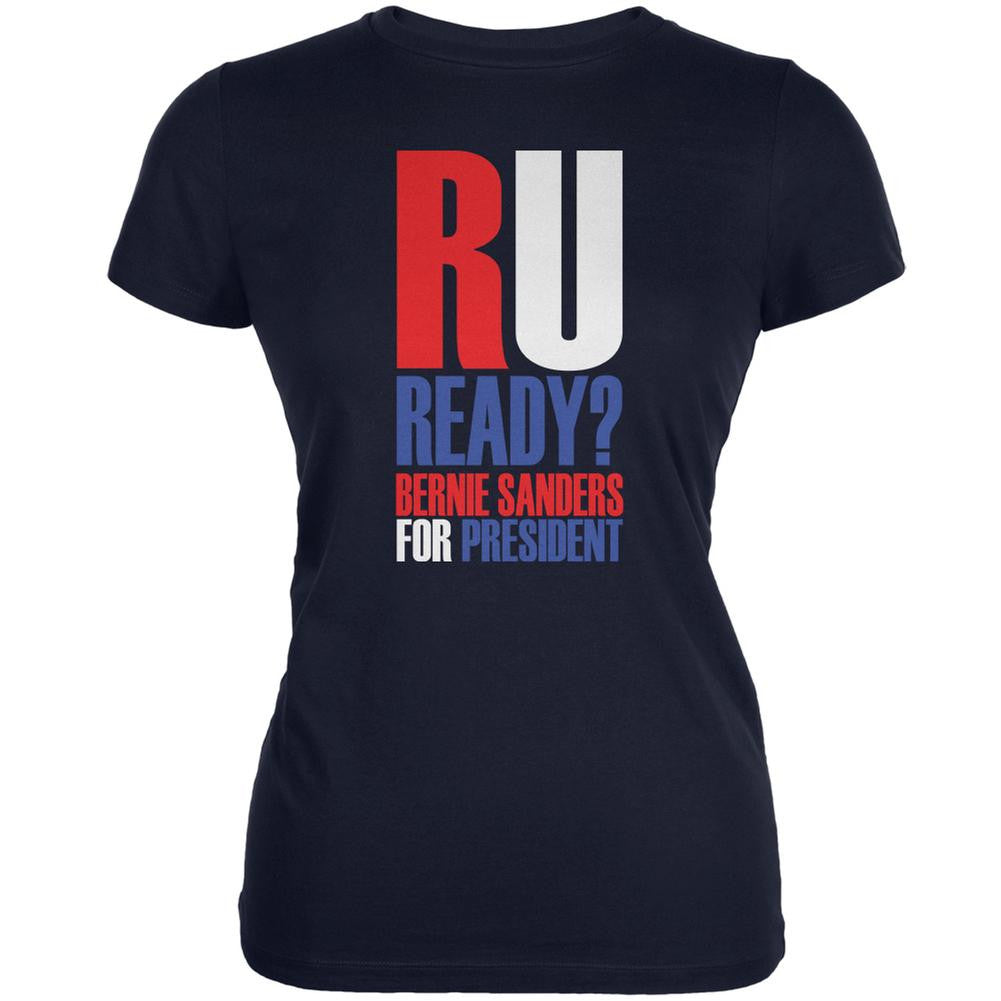 Bernie Sanders R U Ready President 2016 Navy Juniors Soft T-Shirt Juniors T-Shirts Old Glory 2XL Blue