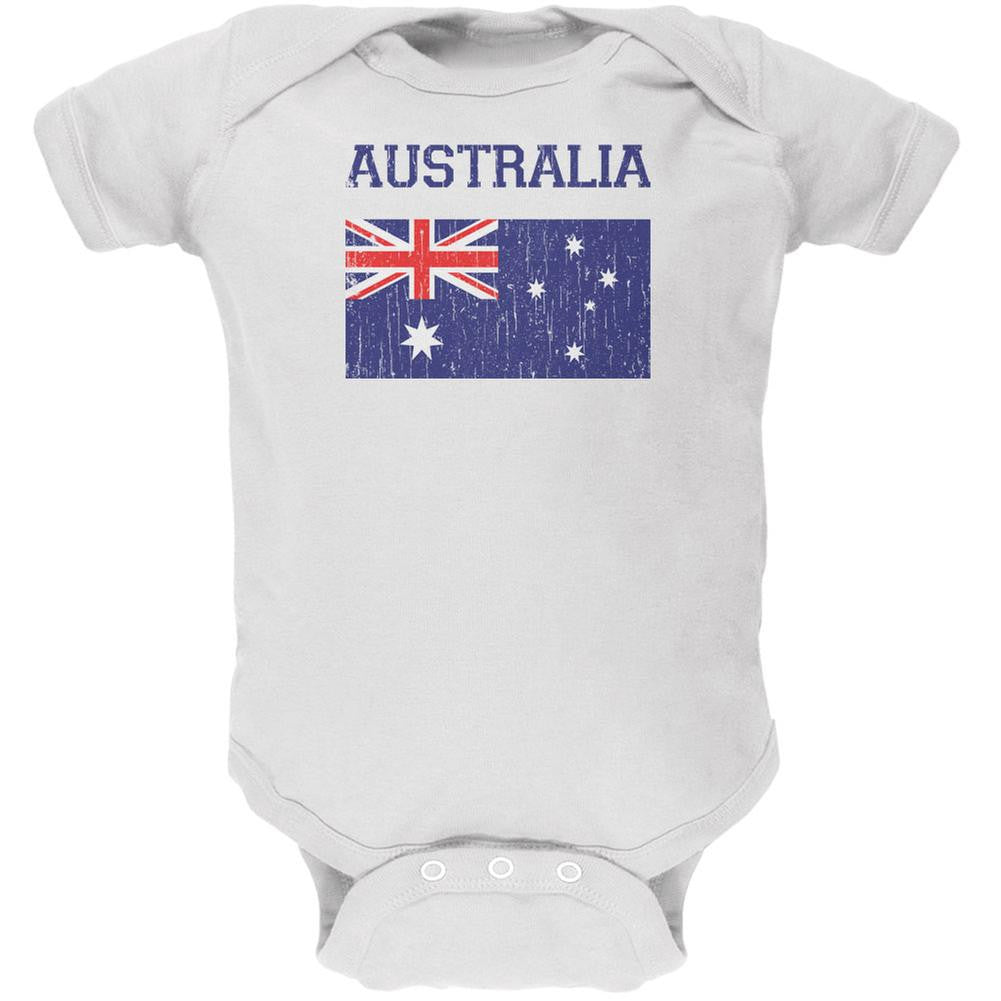 World Cup Distressed Flag Australia White Soft Baby One Piece Baby One Piece Old Glory 0-3M White