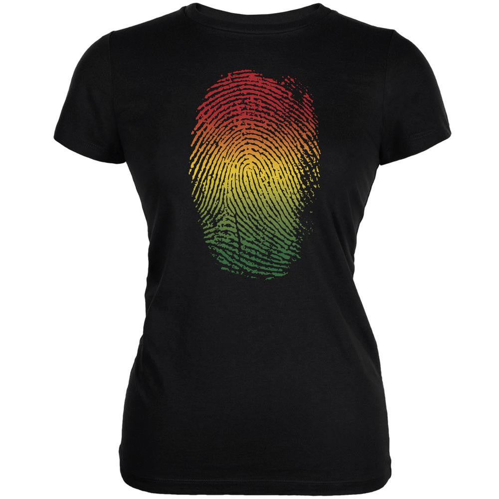 Rastafarian Thumbprint Black Juniors Soft T-Shirt Juniors T-Shirts Old Glory 2XL Black