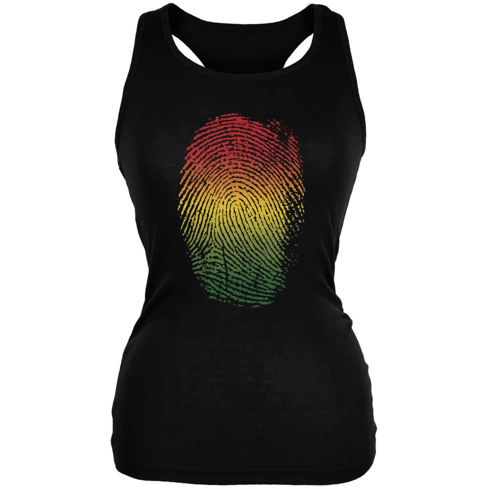 Rastafarian Thumbprint Black Juniors Soft Tank Top Juniors Tank Tops Old Glory 2XL Black