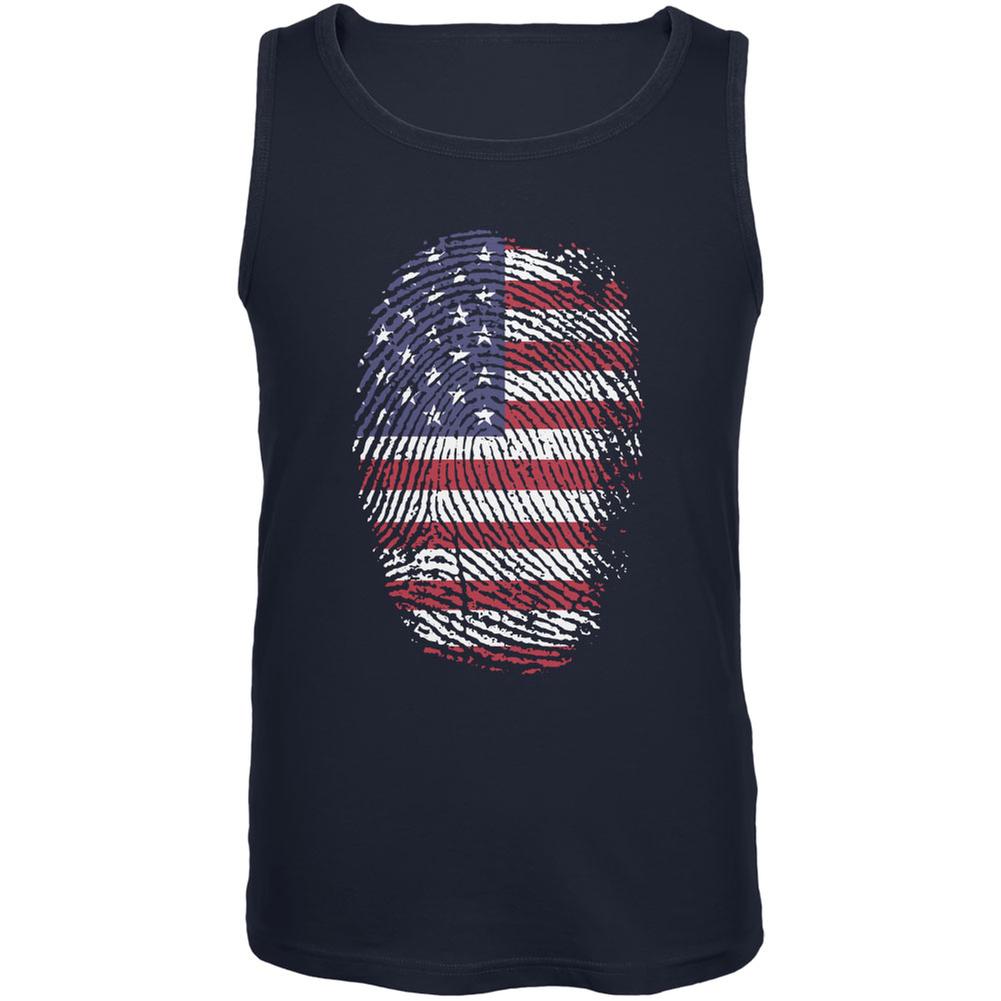 4th of July American Flag Pride Thumbprint Navy Adult Tank Top Men's Tank Tops Old Glory 2XL Blue