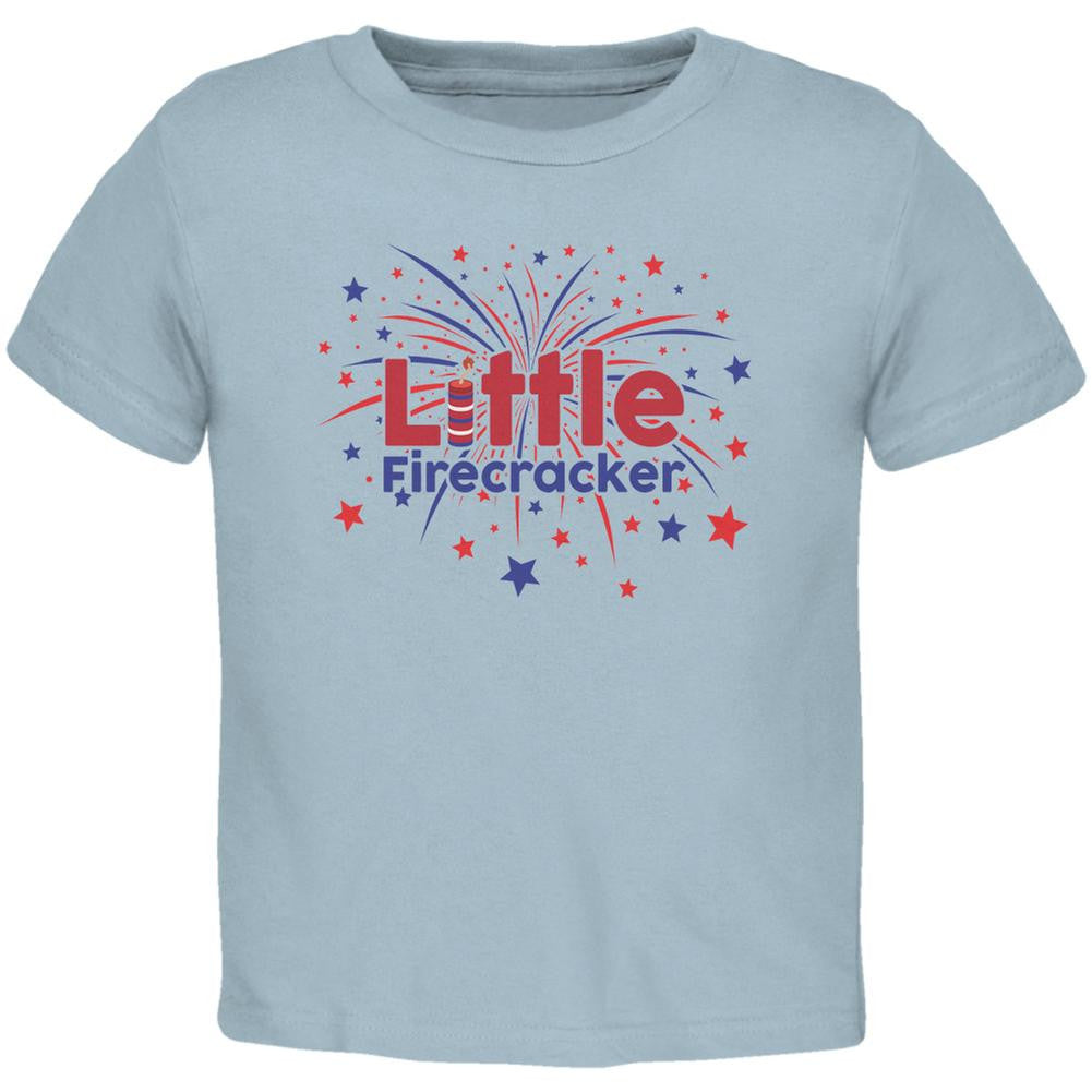 4th Of July Little Firecracker Light Blue Toddler T-Shirt Toddler T-Shirts Old Glory 2T Blue