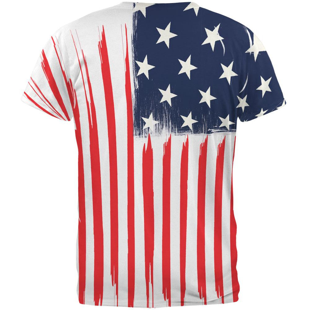 Brushed American Flag All Over Adult T-Shirt Men's T-Shirts Old Glory