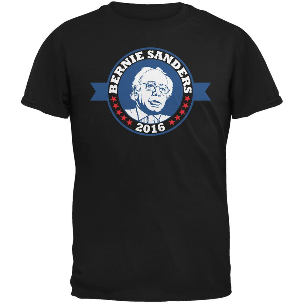 Election 2016 Bernie 2016 Badge Black Adult T-Shirt Men's T-Shirts Old Glory 2XL Black