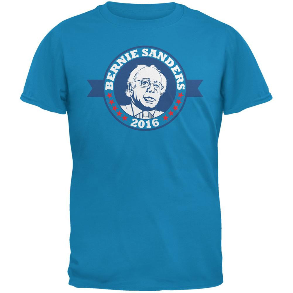 Election 2016 Bernie 2016 Badge Sapphire Blue Adult T-Shirt Men's T-Shirts Old Glory 2XL Blue