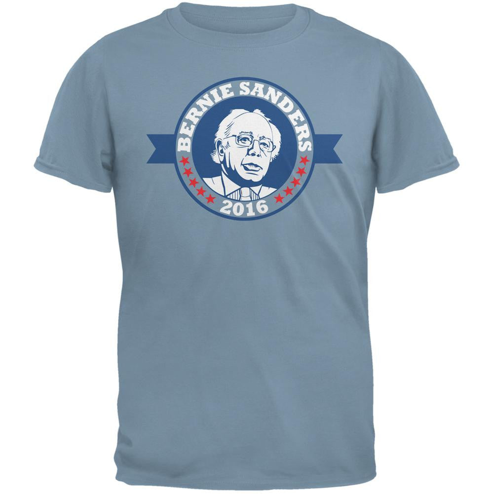 Election 2016 Bernie 2016 Badge Stone Blue Adult T-Shirt Men's T-Shirts Old Glory 2XL Blue