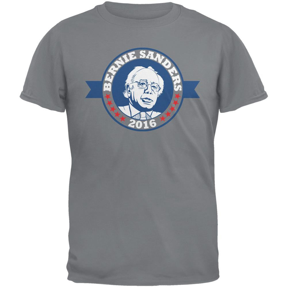 Election 2016 Bernie 2016 Badge Storm Grey Adult T-Shirt Men's T-Shirts Old Glory 2XL Grey
