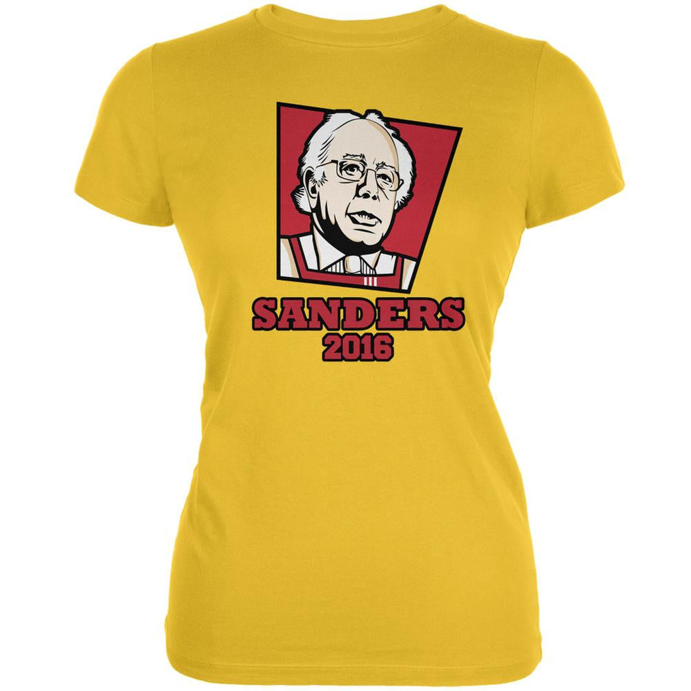 Election 2016 Kentucky Fried Bernie Sanders Bright Yellow Juniors Soft T-Shirt Juniors T-Shirts Old Glory 2XL Yellow