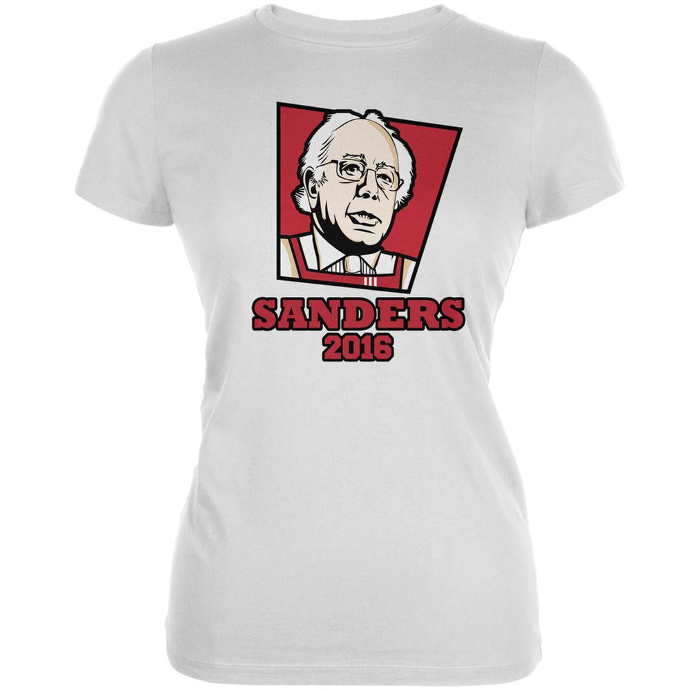 Election 2016 Kentucky Fried Bernie Sanders White Juniors Soft T-Shirt Juniors T-Shirts Old Glory 2XL White