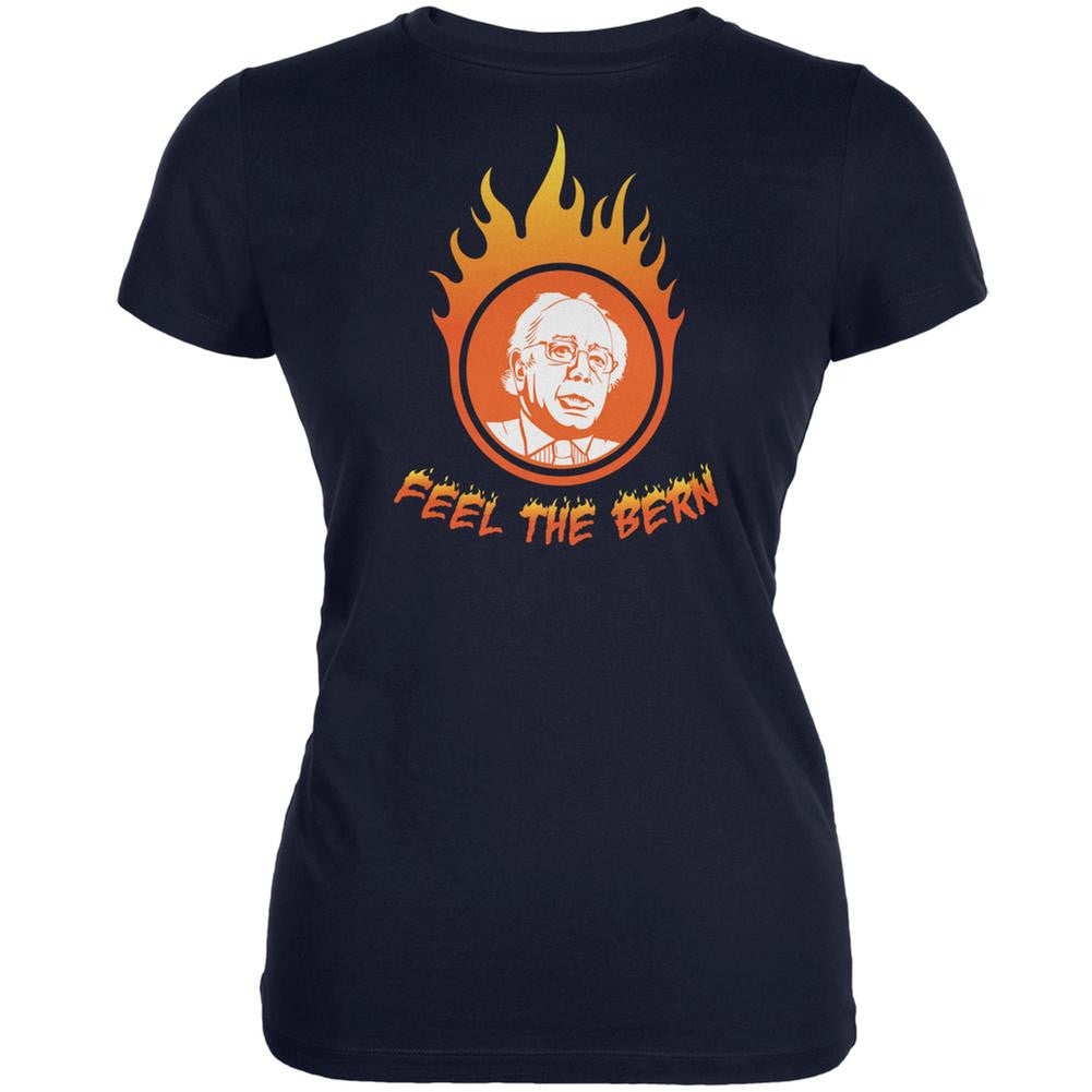 Election 2016 Bernie Sanders Feel The Bern Navy Juniors Soft T-Shirt Juniors T-Shirts Old Glory 2XL Blue