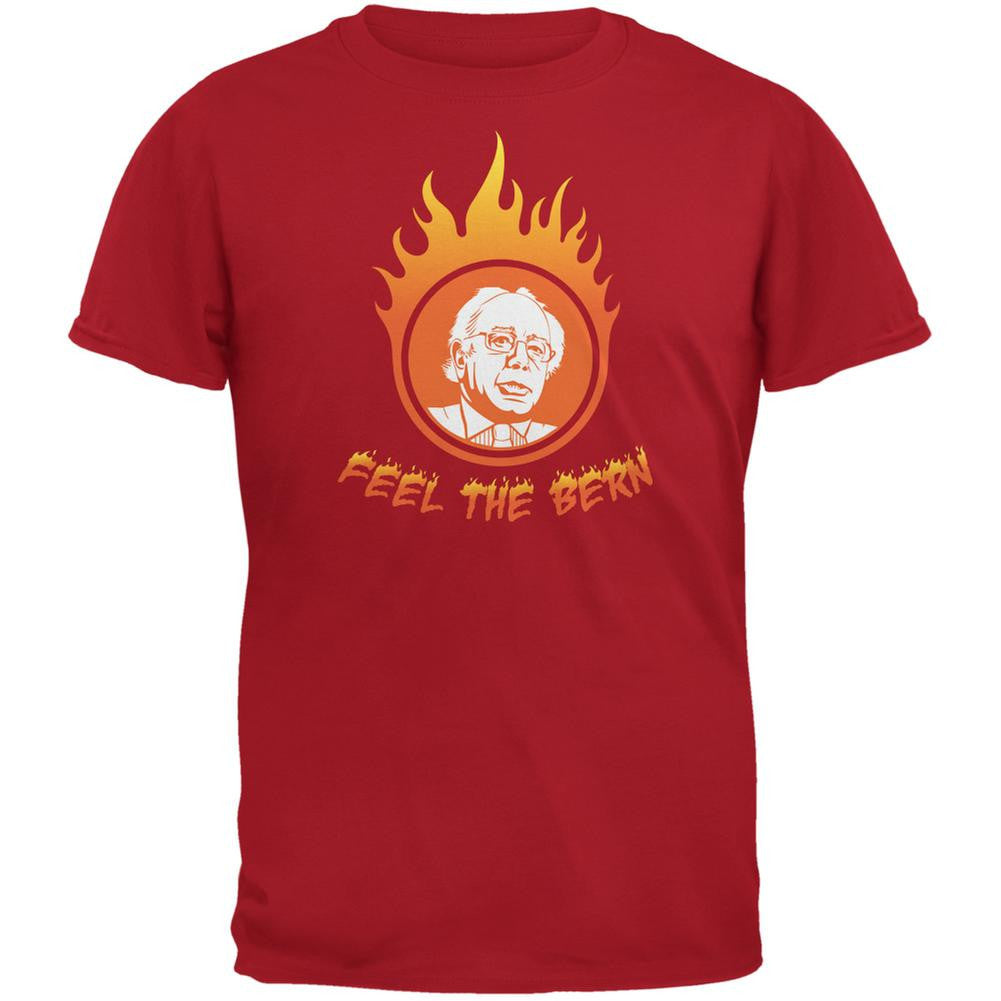 Election 2016 Bernie Sanders Feel The Bern Red Adult T-Shirt Men's T-Shirts Old Glory 2XL Red
