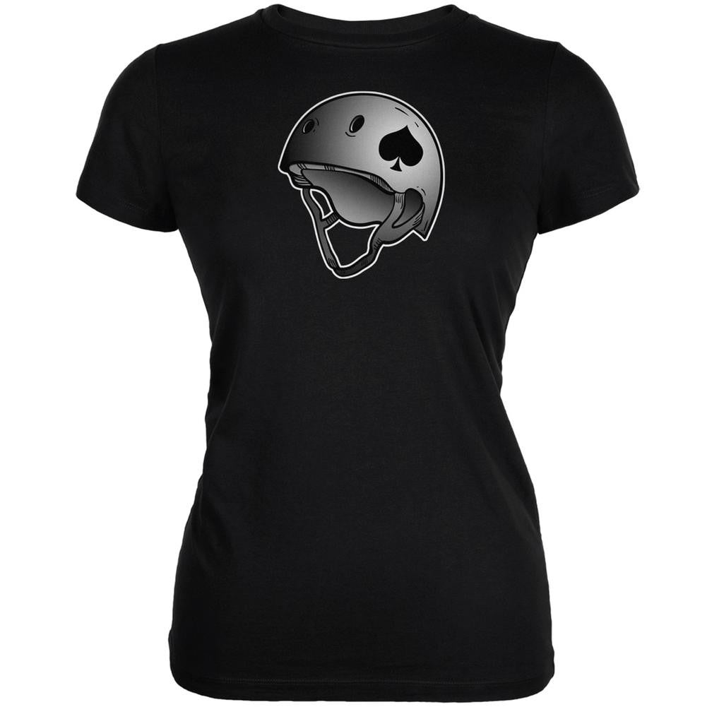 Ace of Spades Roller Derby Helmet Black Juniors Soft T-Shirt Juniors T-Shirts Old Glory 2XL Black