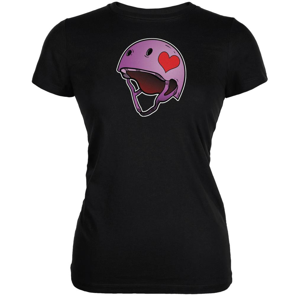 Love Roller Derby Helmet Black Juniors Soft T-Shirt Juniors T-Shirts Old Glory 2XL Black