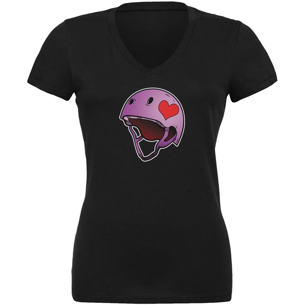 Love Roller Derby Helmet Black Juniors V-Neck T-Shirt Juniors V-Neck T-Shirts Old Glory 2XL Black