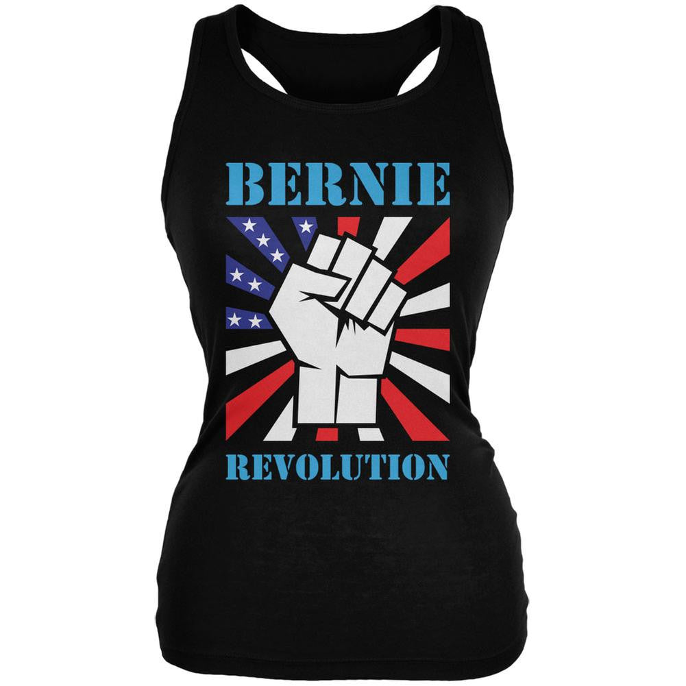 Election 2016 Bernie Sanders Raised Fist Revolution Black Juniors Soft Tank Top Juniors Tank Tops Old Glory 2XL Black