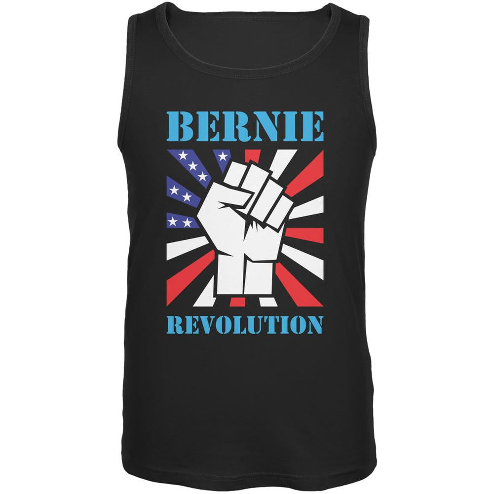 Election 2016 Bernie Sanders Raised Fist Revolution Black Adult Tank Top Men's Tank Tops Old Glory 2XL Black