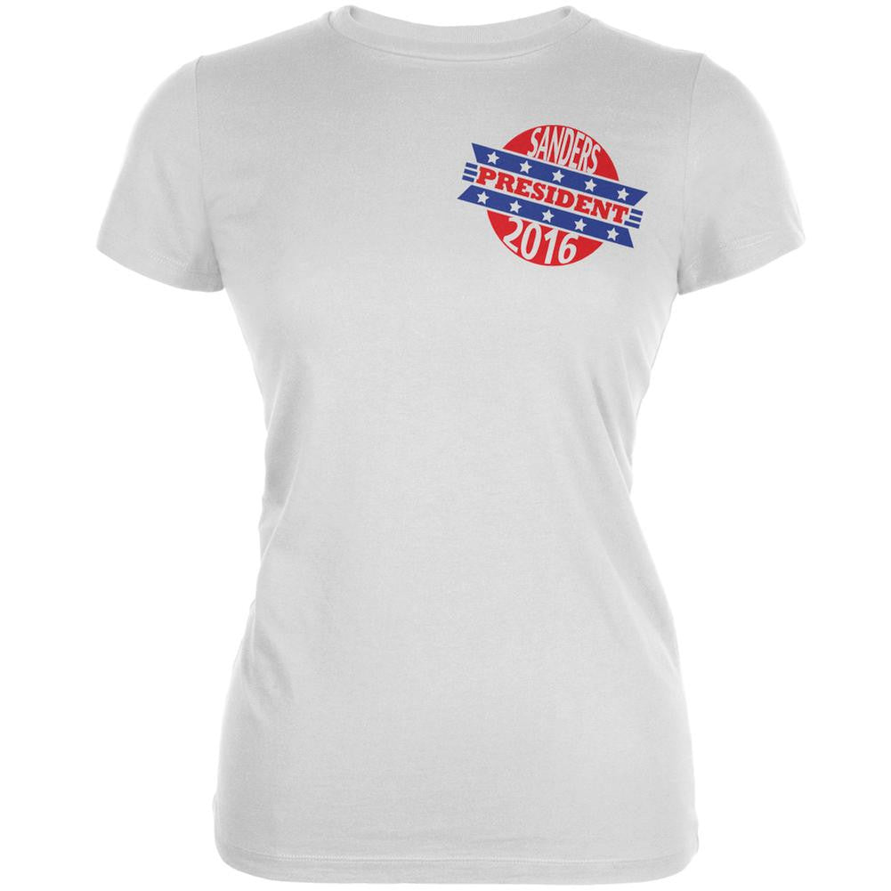 Bernie Sanders President 2016 Retro White Juniors Soft T-Shirt Juniors T-Shirts Old Glory 2XL White