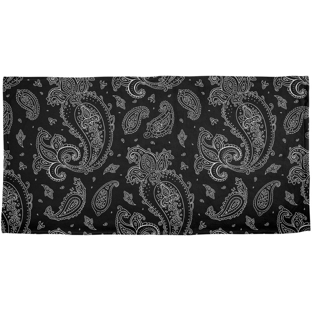 Black Paisley All Over Plush Beach Towel Beach Towels Old Glory