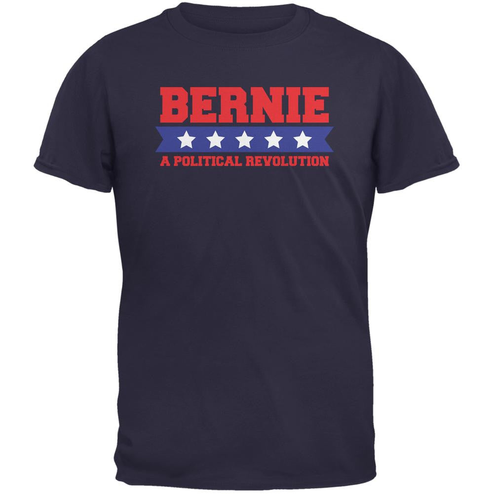 Election 2016 Bernie Revolution Star Banner Navy Adult T-Shirt Men's T-Shirts Old Glory 2XL Blue
