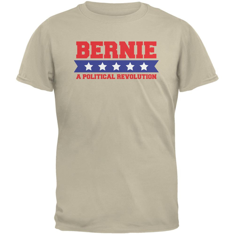 Election 2016 Bernie Revolution Star Banner Sand Adult T-Shirt Men's T-Shirts Old Glory 2XL Off-White