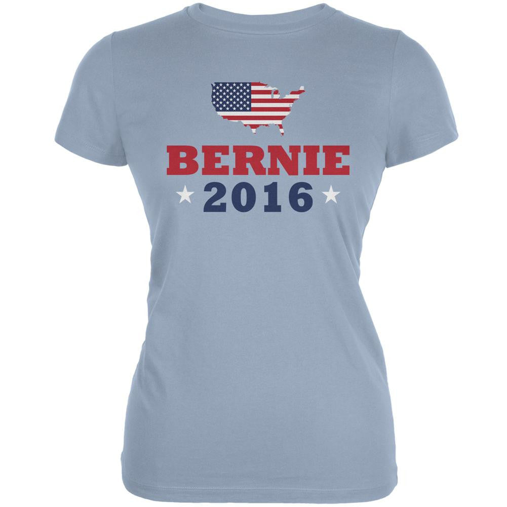 Election 2016 Bernie USA Light Blue Juniors Soft T-Shirt Juniors T-Shirts Old Glory 2XL Blue
